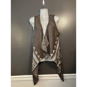 Absolutely Creative Worldwide Vest Womens XL Brown Aztec Open Front Made USA